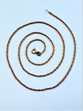 14K Solid Yellow Gold Thick Textured Mesh Rope Vintage 1.5MM Necklace Italy